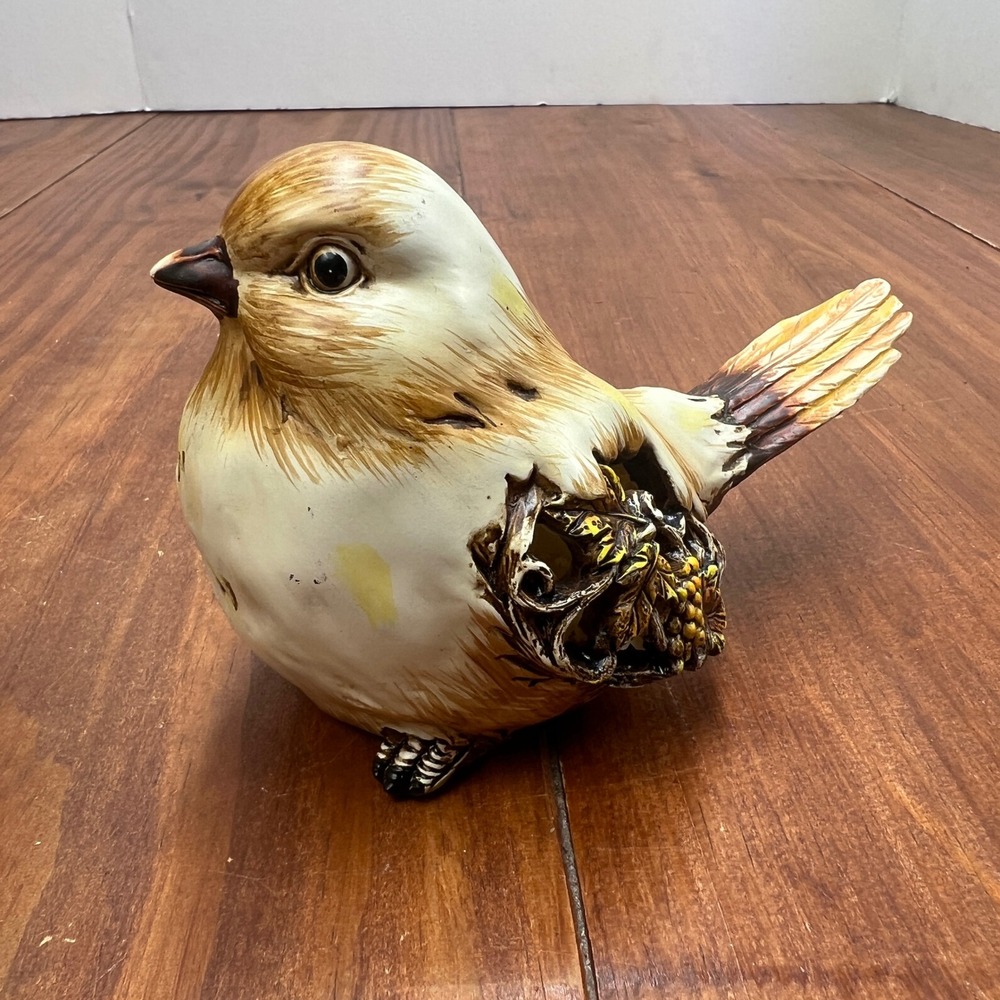 Ganz Ceramic Bird Figurine Autumn Leaves Berries Cutout EL7672 Brown Yellow